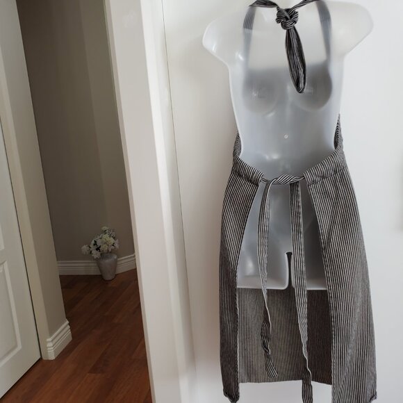 Epicure Striped Bib Apron w Pockets fits M-XL - Picture 6 of 11